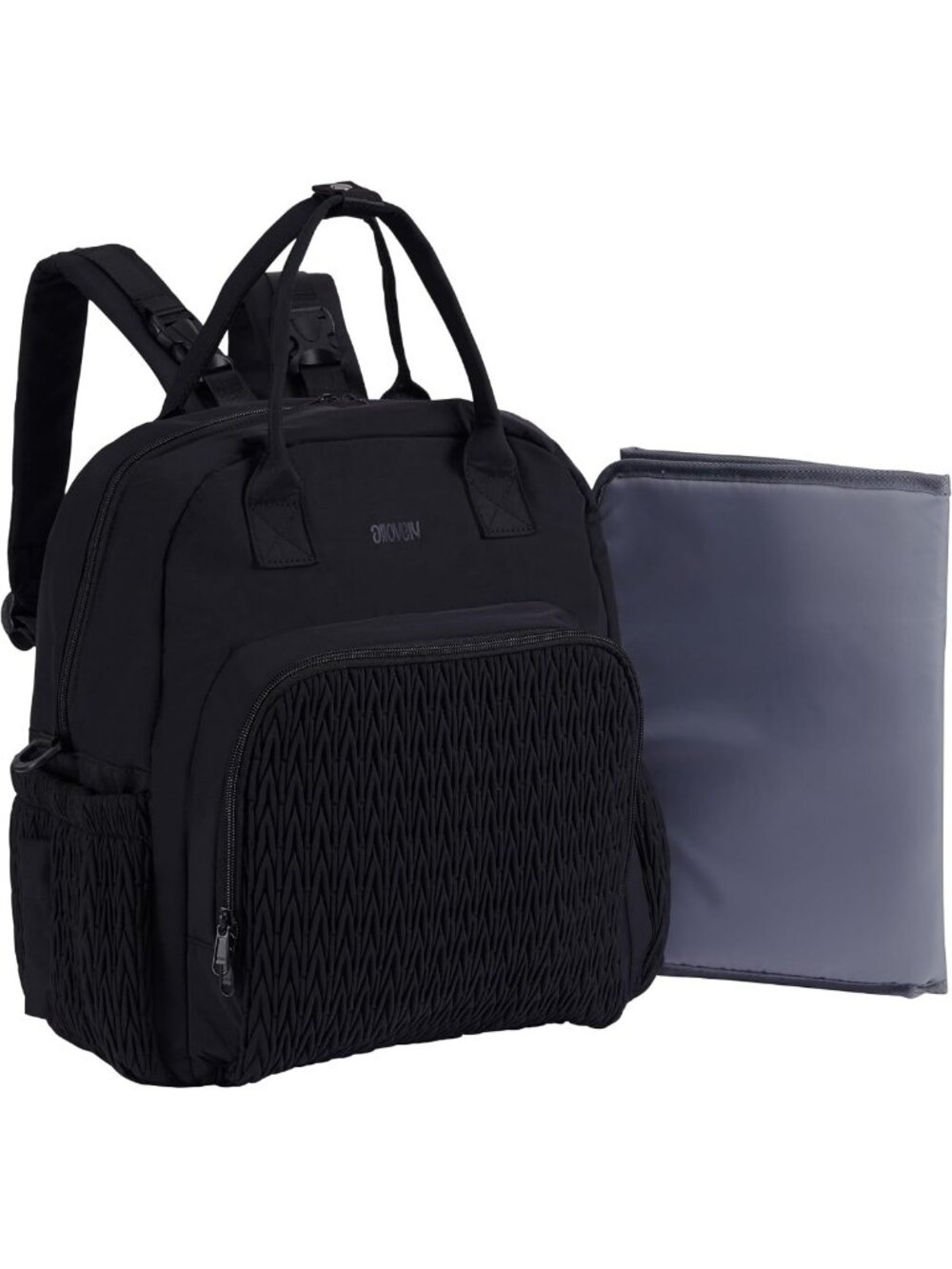 Spacious Diaper Bag Backpack with Insulated Pockets, Stylish Black Design